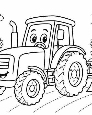 Coloriage Tracteur Facile Maternelle - Dessin Tracteur de Ferme à Imprimer Gratuit
