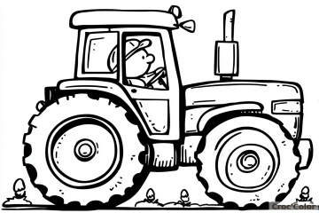 Coloriage Tracteur Facile Maternelle - Dessin Éducatif Véhicules de la Ferme à Imprimer Gratuit