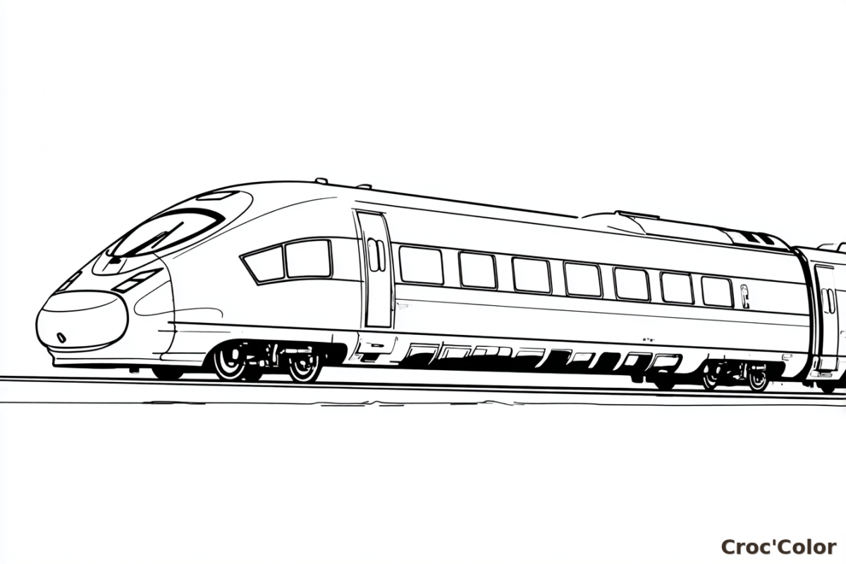 Coloriage Train à Grande Vitesse Maternelle - Dessin TGV Facile à Imprimer Gratuit