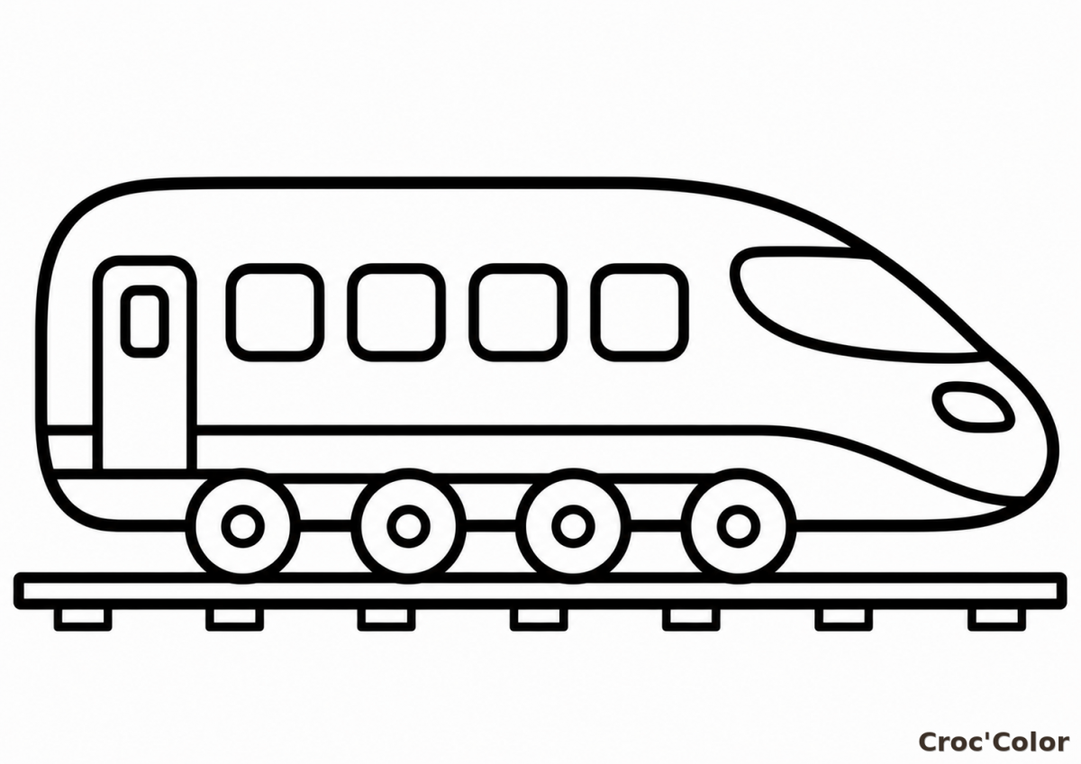 Coloriage Train Facile Maternelle - Dessin Train à Grande Vitesse à Imprimer Gratuit