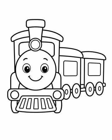 Coloriage Petit Train Rigolo et ses Wagons - Dessin Maternelle à Imprimer