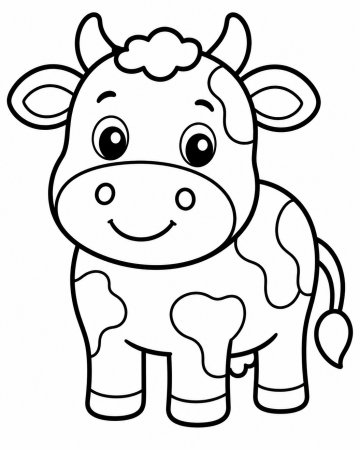 Coloriage Vache Facile Maternelle - Dessin Petite Vache Rigolote à Imprimer Gratuit