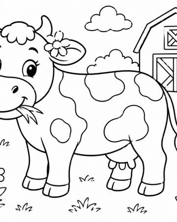 Coloriage Vache Facile Maternelle - Dessin Ferme et Animaux à Imprimer Gratuit