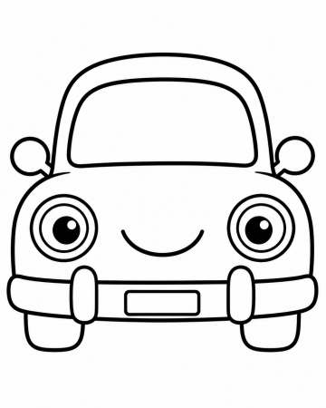 Coloriage Voiture Bébé Facile Maternelle - Dessin Auto Rigolote de Face à Imprimer Gratuit