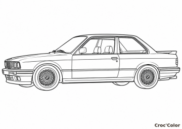Coloriage Voiture BMW E30 Facile - Dessin Coupé Sportif de Collection à Imprimer Gratuit