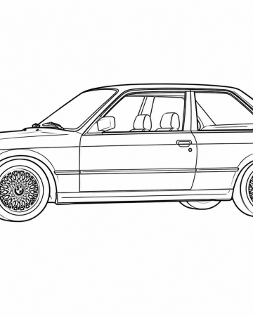 Coloriage Voiture BMW E30 Facile - Dessin Coupé Sportif de Collection à Imprimer Gratuit