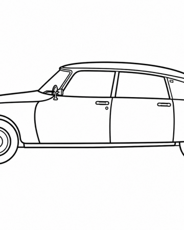 Coloriage Voiture Citroën DS Facile - Dessin Auto Classique de Profil à Imprimer