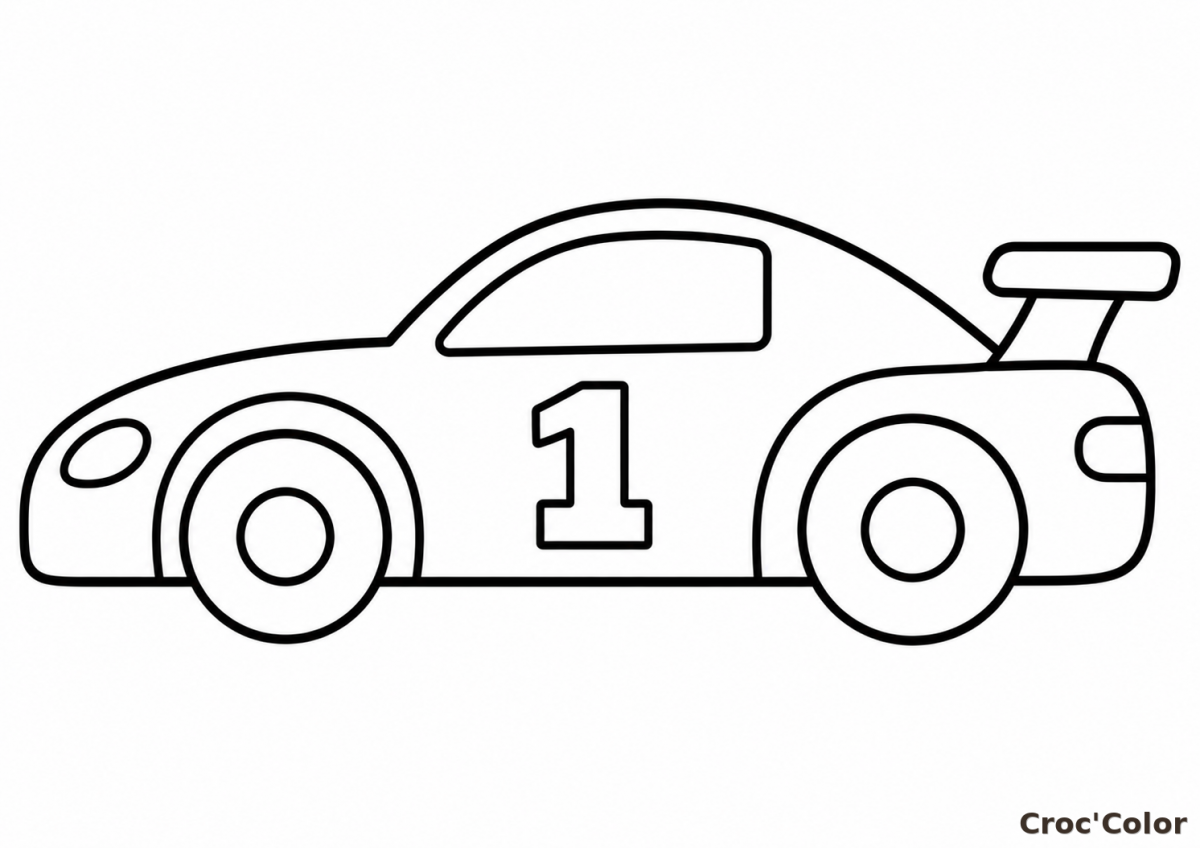 Coloriage Voiture de Course Bébé Facile - Dessin Auto de Sport Simple Maternelle à Imprimer Gratuit