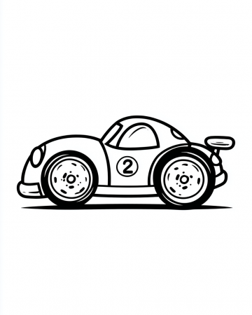 Coloriage Voiture de Course Facile Maternelle - Dessin Bolide Simple à Imprimer Gratuit