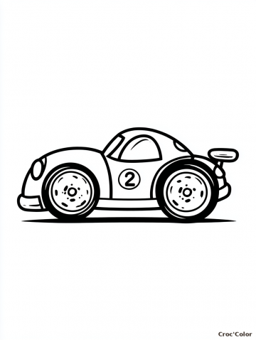 Coloriage Voiture de Course Facile Maternelle - Dessin Bolide Simple à Imprimer Gratuit
