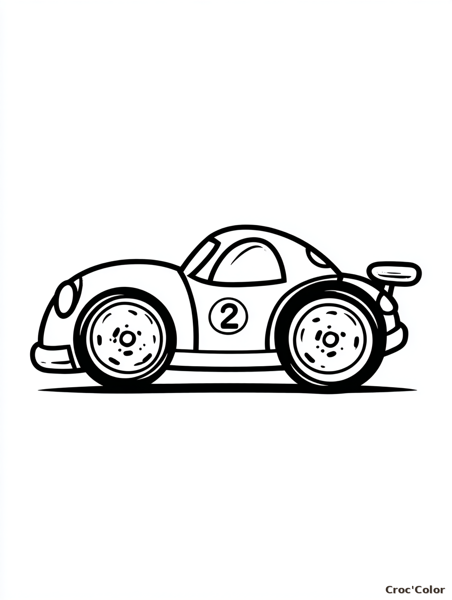 Coloriage Voiture de Course Facile Maternelle - Dessin Bolide Simple à Imprimer Gratuit