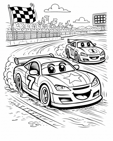 Coloriage Voiture de Course Cars Facile - Dessin Grand Prix Automobile à Imprimer