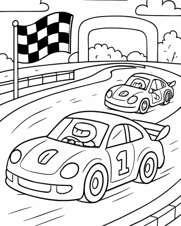 Coloriage Voiture de Course Circuit - Dessin Course Automobile à Imprimer Gratuit