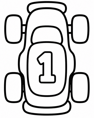 Coloriage Voiture de Course Facile Maternelle - Dessin Auto de Formule 1 à Imprimer