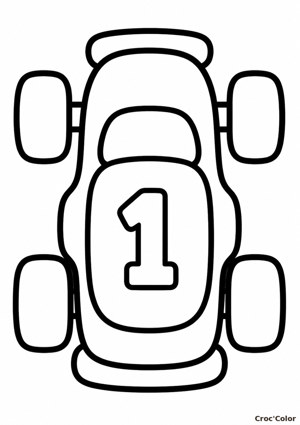 Coloriage Voiture de Course Facile Maternelle - Dessin Auto de Formule 1 à Imprimer
