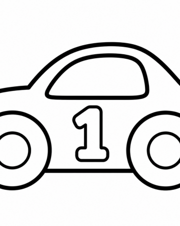 Coloriage Voiture de Course Numéro 1 Maternelle - Dessin Auto de Sport Facile à Imprimer Gratuit