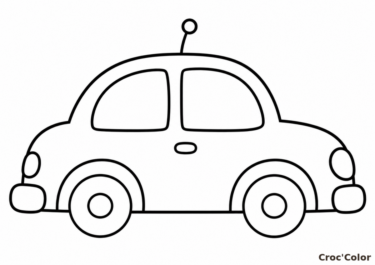 Coloriage Voiture Facile Maternelle - Dessin Petite Voiture Bulle à Imprimer Gratuit
