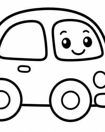 Coloriage Voiture Facile Maternelle - Dessin Petite Voiture Kawaii à Imprimer Gratuit