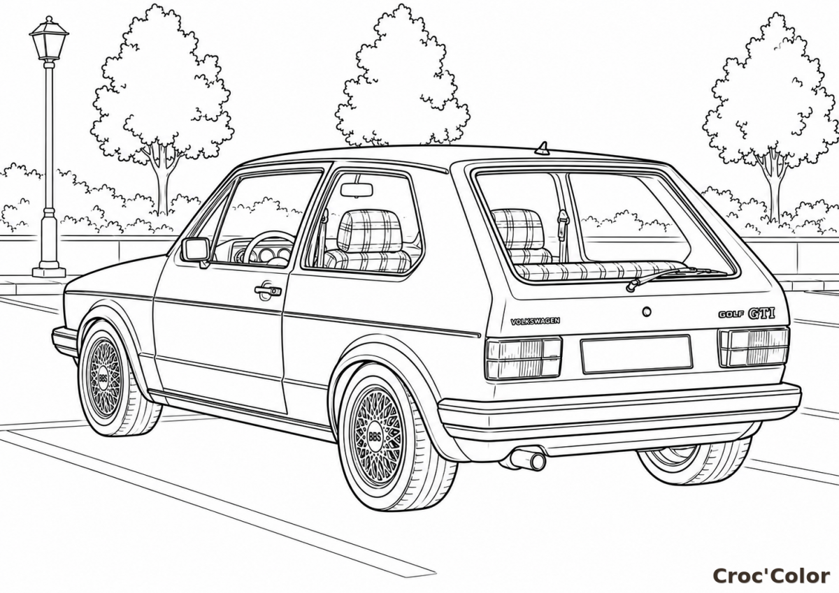 Coloriage Voiture Golf GTI Mk1 Facile - Dessin Auto de Collection à Imprimer Gratuit