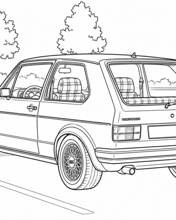 Coloriage Voiture Golf GTI Mk1 Facile - Dessin Auto de Collection à Imprimer Gratuit