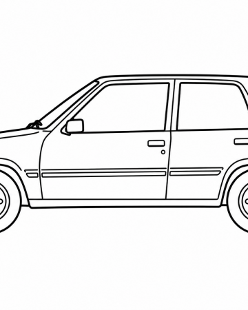 Coloriage Voiture Peugeot 205 Facile - Dessin Auto Citadine de Profil à Imprimer Gratuit