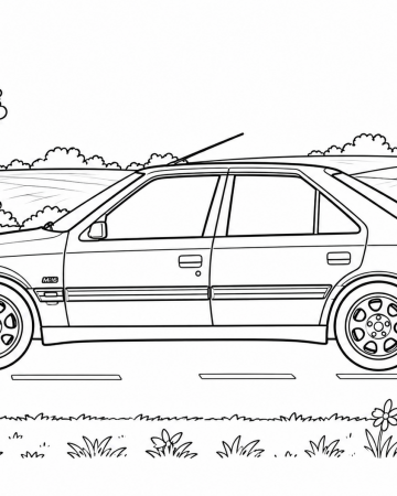 Coloriage Voiture Peugeot 405 Mi16 Facile - Dessin Berline Sportive à Imprimer Gratuit