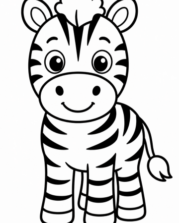 Coloriage Zèbre Facile Maternelle - Dessin Bébé Zèbre de la Savane à Imprimer Gratuit