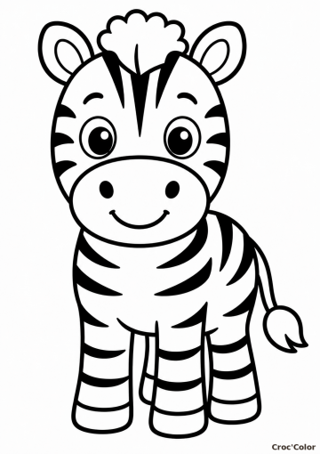 Coloriage Zèbre Facile Maternelle - Dessin Bébé Zèbre de la Savane à Imprimer Gratuit
