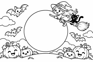 Coloriage prénom personnalisé Plein lune Halloween