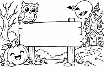 Coloriage prénom personnalisé Panneau Halloween