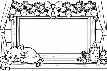 Coloriage prénom personnalisé Fenêtre décorée Noël