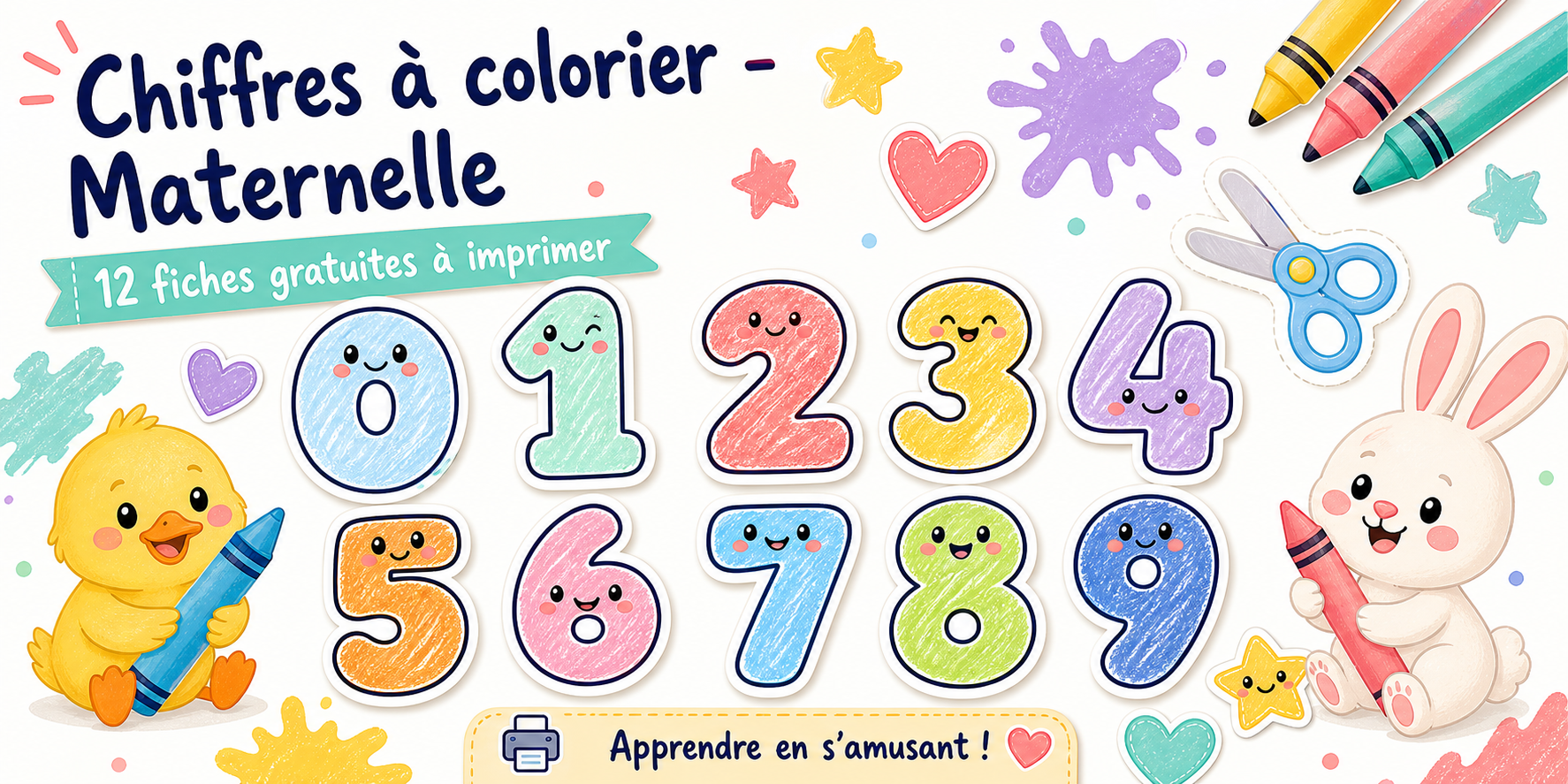 Chiffres à colorier pour la maternelle : 12 fiches gratuites à imprimer