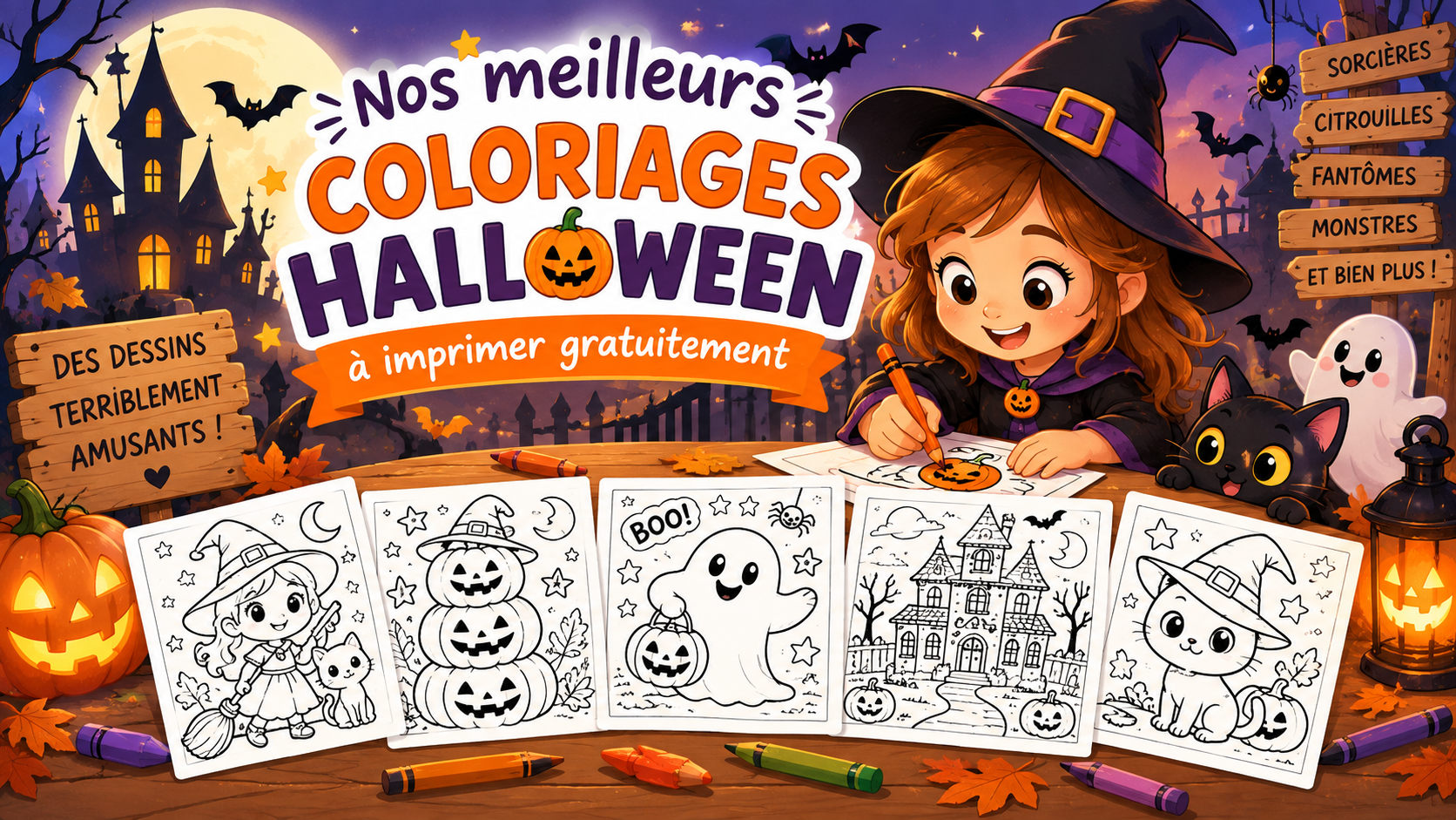 Illustration coloriages thème Halloween